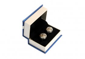 Blue & Cream Cufflink Box with Bow