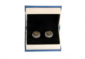 Blue & Cream Cufflink Box with Bow