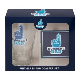 Number 1 Dad Pint Glass & Coaster Set