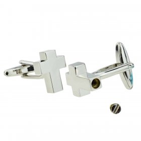 Cufflinks - Memorial Cross Ashes Container Silver Plated