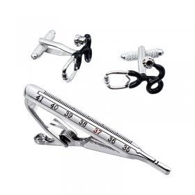 Tie Bar / Cufflink Set - Thermometer / Stethoscope