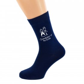 Wedding Socks  Navy Cartoon  - Grandfather of the Bride