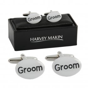 Cufflinks - Rhodium Plated Cufflinks "Groom"