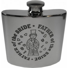 Hip Flask - Father of the Bride, Kidney shaped pewter flask 4oz