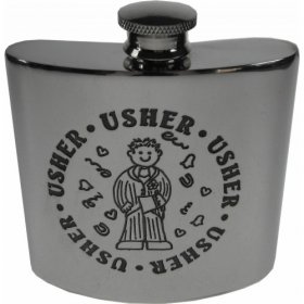 Hip Flask - Usher, Kidney shaped pewter flask 4oz