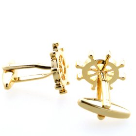 Cufflinks - Ships Wheel Gold