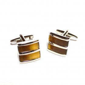 Cufflinks - Two Section Curved Brown
