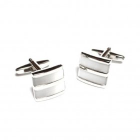 Cufflinks - Two Section Curved Pearl White