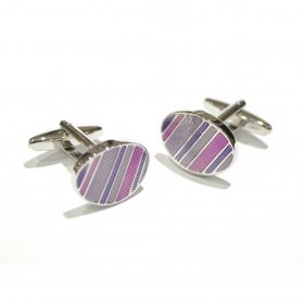Cufflinks - Purple and Pink Oval Enamelled