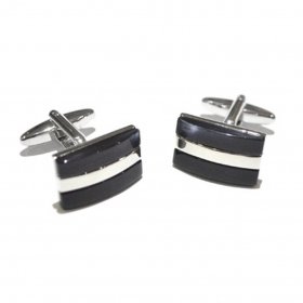 Cufflinks - Two Section Black Curved