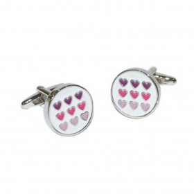 Cufflinks - Premium Quality Enamelled Love Hearts Design