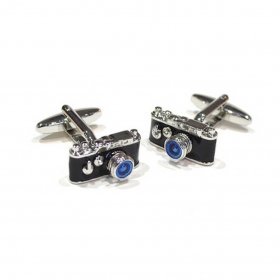 Cufflinks - Retro 35mm Camera with Blue Tint Lens