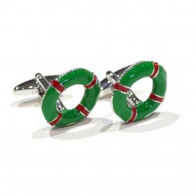 Cufflinks - Life Belt Lifebuoy Green and Red