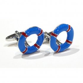 Cufflinks - Life Belt Lifebuoy Blue and Red