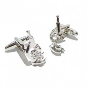 Cufflinks - Rhodium Plated Scientific Microscope