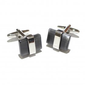 Cufflinks - Acrylic Bar Classic Black Rectangular