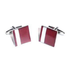 Cufflinks - Burgundy with Off Centre White Stripe