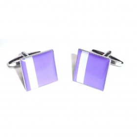Cufflinks - Purple with Off Centre White Stripe