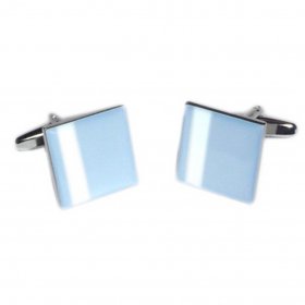 Cufflinks - Blue with Off Centre White Stripe