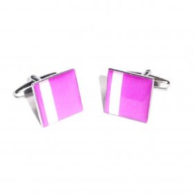 Cufflinks - Pink with Off Centre White Stripe