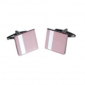 Cufflinks - Pale Pink with Off Centre White Stripe