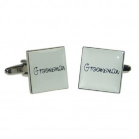 Cufflinks - White Square Groomsman