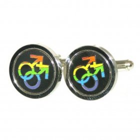 Cufflinks - Gay Rainbow Male Sign