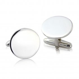 Hallmarked 925 Solid Sterling Silver Round Cufflinks in Engravable Box