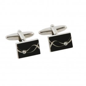 Cufflinks - Rhodium Plated Cufflinks Diamonte