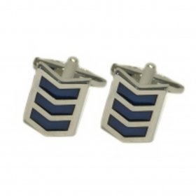 Cufflinks - Triple Blue Army Stripe Style