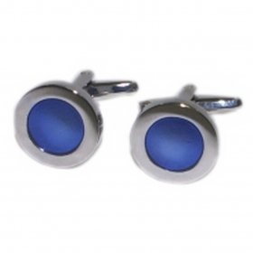 Cufflinks - Round with Blue Circle Design