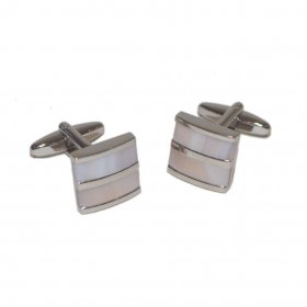 Cufflinks - Two Section Curved Pale Mother of Pearl
