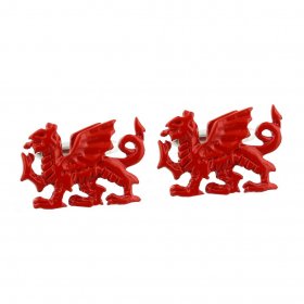 Cufflinks - Rhodium Plated Welsh Dragon Shaped Cufflinks