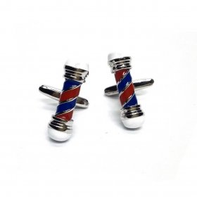 Cufflinks - Barbers Pole Red & Blue