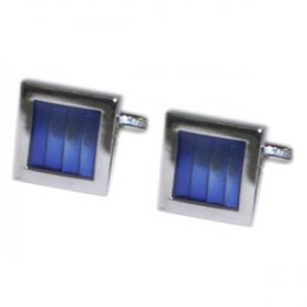 Cufflinks - Blue Holographic Striped Square