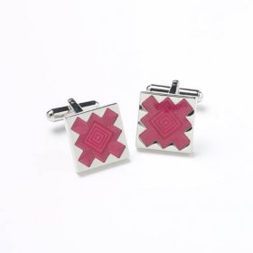 Cufflinks - Pink Enamel Square