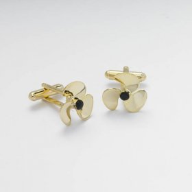 Cufflinks - Propeller Gilt with Black Centre