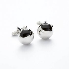 Cufflinks - Silver with Black Circle