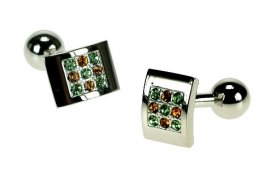 Cufflinks - Silver with Peridot & Topaz Crystals
