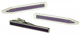 Collar Stiffeners & Tie Bar Set - Purple - Rhodium